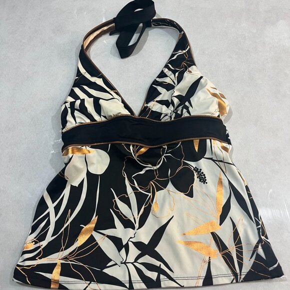 Islander Tropical Halter Tankini Top Copper Metallic Sheen 10 - Picture 7 of 9